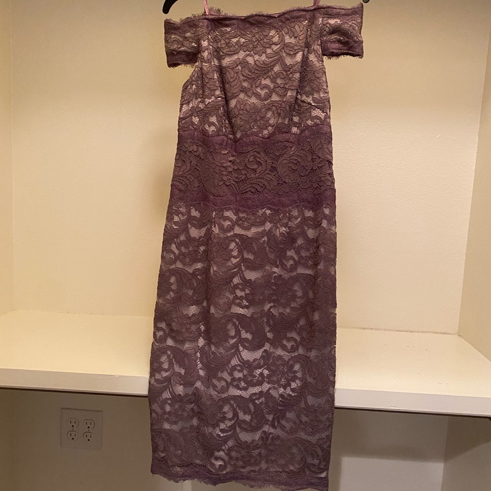 Adrianna Papell Eggshell Sable Lace Dress